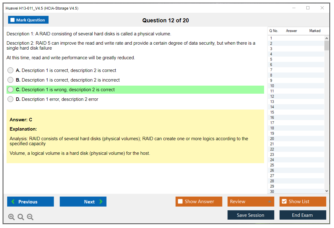 Huawei H13-611_V4.5 HCIA-Storage V4.5 Practice test exam simulator test engine exam Prep practice test questions answers Image 12