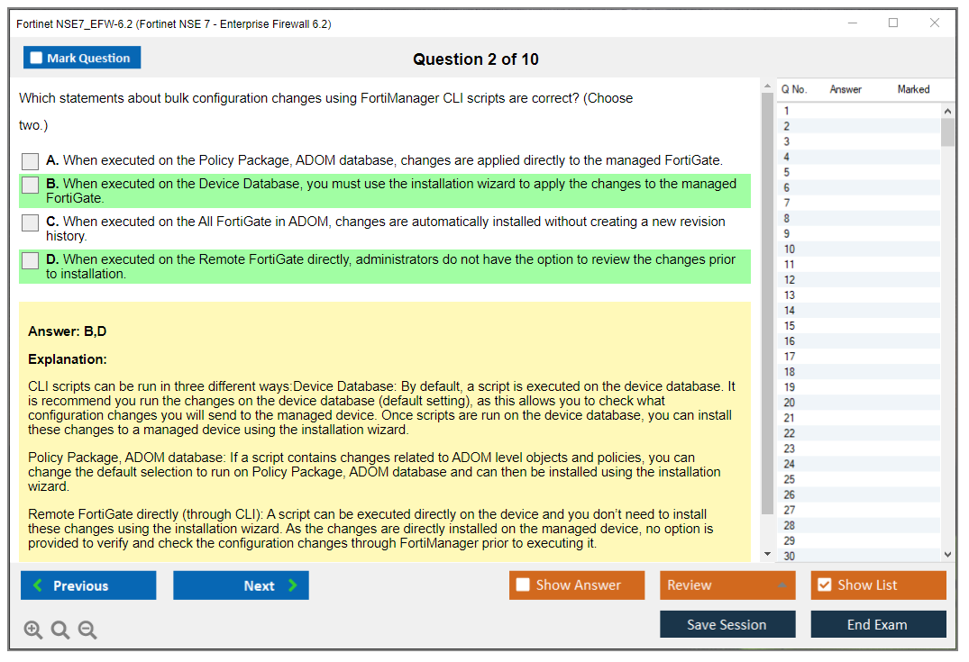 Fortinet NSE7_EFW-6.2 Fortinet NSE 7 - Enterprise Firewall 6.2 Practice test exam simulator test engine exam dumps questions answers Image 2