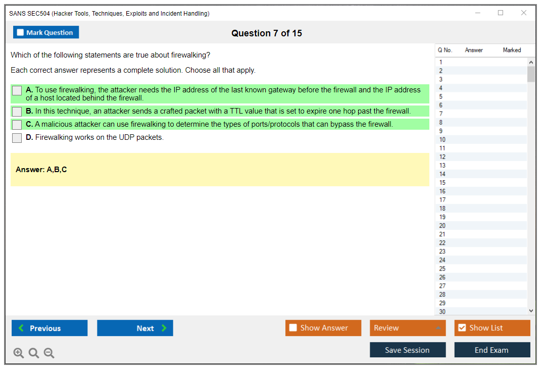 SANS SEC504 Hacker Tools, Techniques, Exploits and Incident Handling Practice test exam simulator test engine exam dumps questions answers Image 7