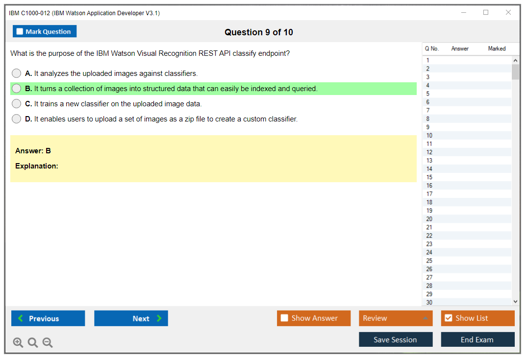 IBM C1000-012 IBM Watson Application Developer V3.1 Practice test exam simulator test engine exam dumps questions answers Image 9