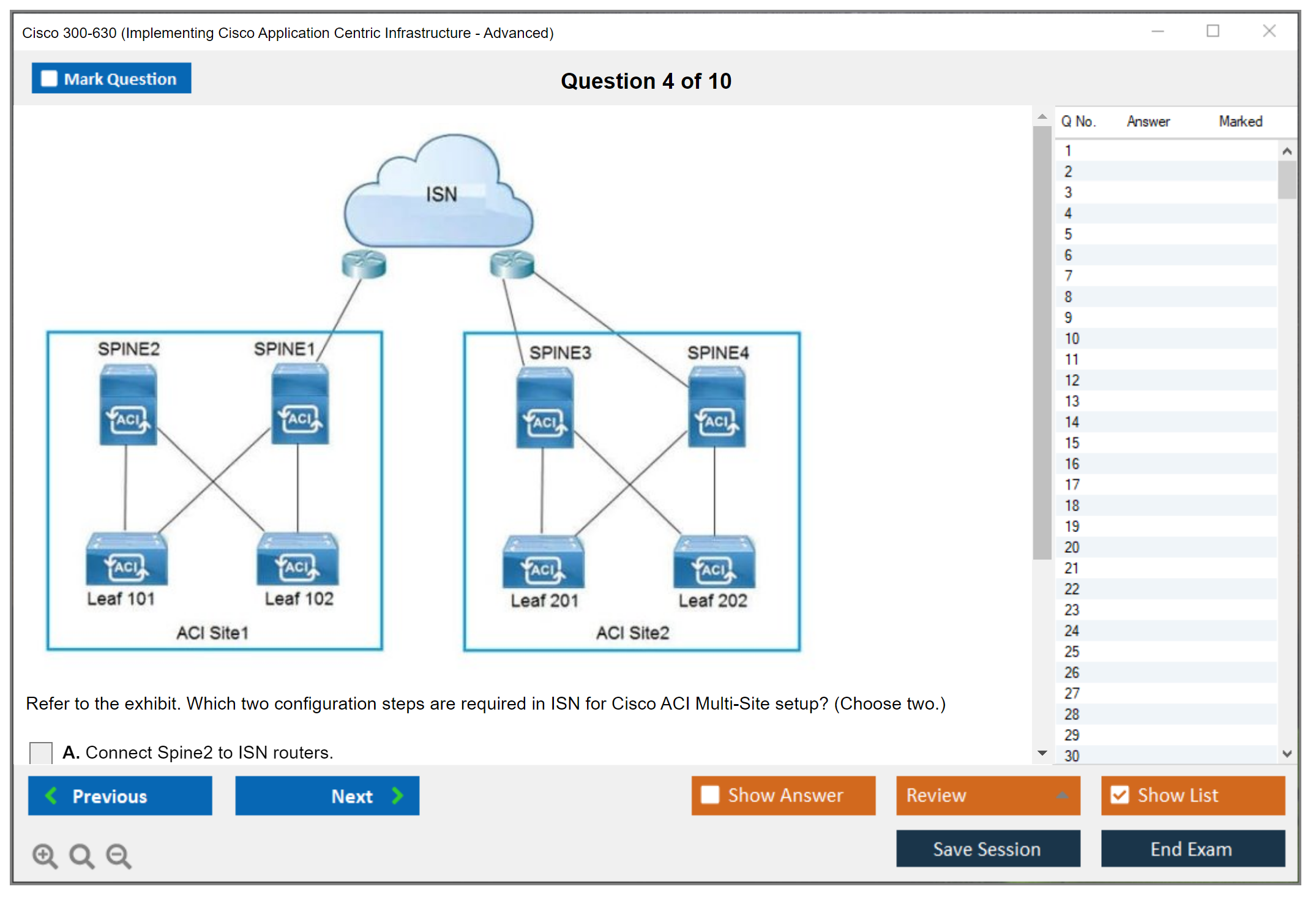 Cisco 300-630 Implementing Cisco Application Centric Infrastructure - Advanced (DCACIA) Practice test exam simulator test engine exam dumps questions answers Image 4