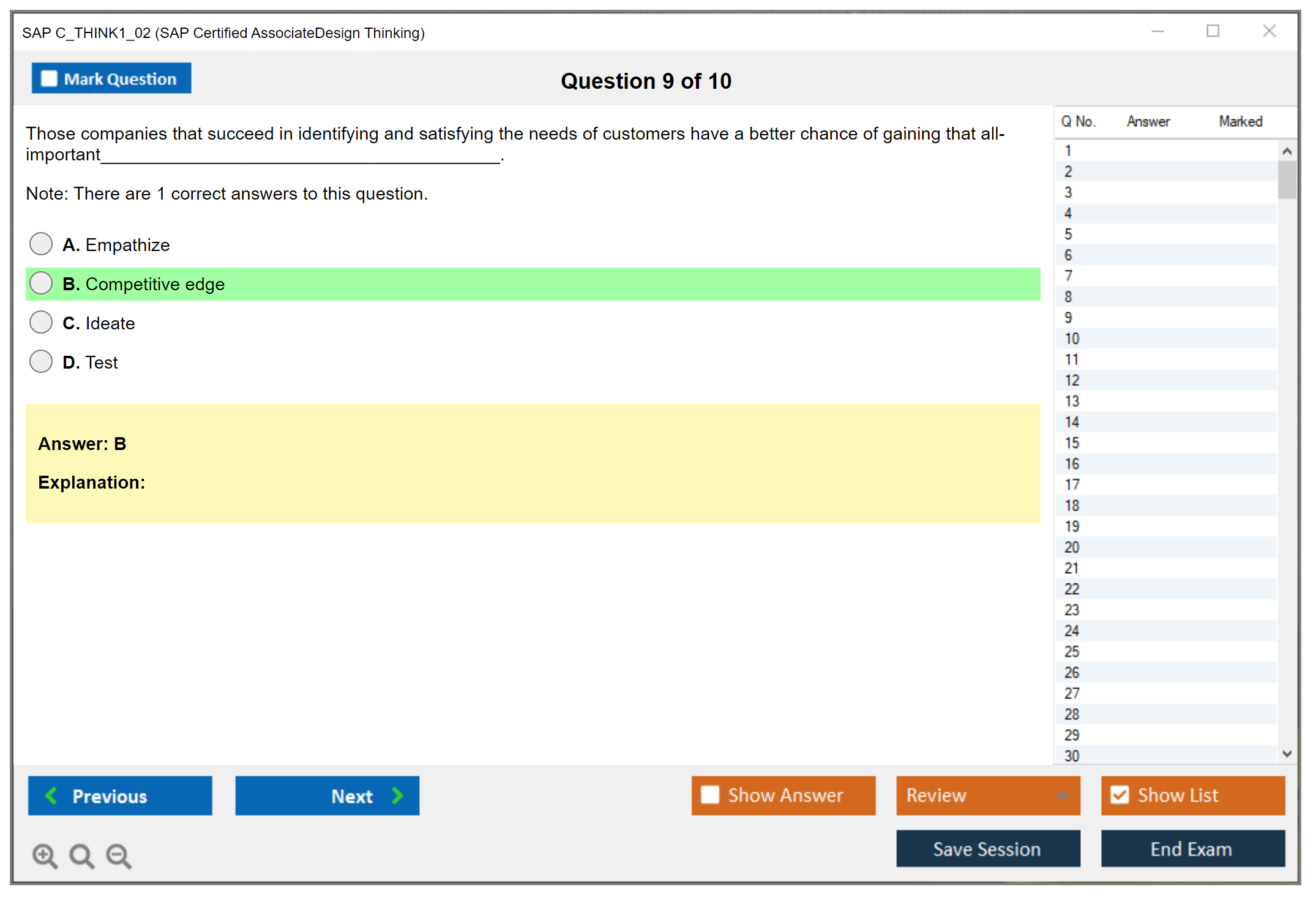 SAP C_THINK1_02 SAP Certified Associate - Design Thinking Practice test exam simulator test engine exam dumps questions answers Image 9