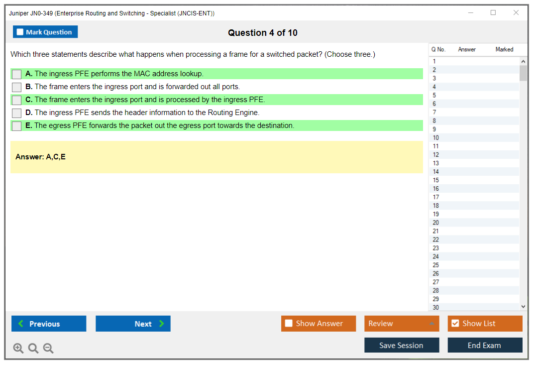 Juniper JN0-349 Enterprise Routing and Switching - Specialist (JNCIS-ENT) Practice test exam simulator test engine exam dumps questions answers Image 4