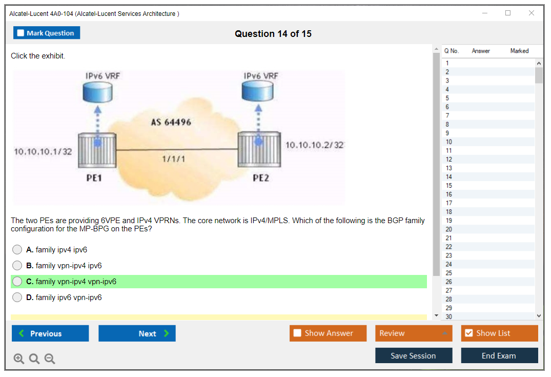 Alcatel-Lucent 4A0-104 Alcatel-Lucent Services Architecture Practice test exam simulator test engine exam dumps questions answers Image 14