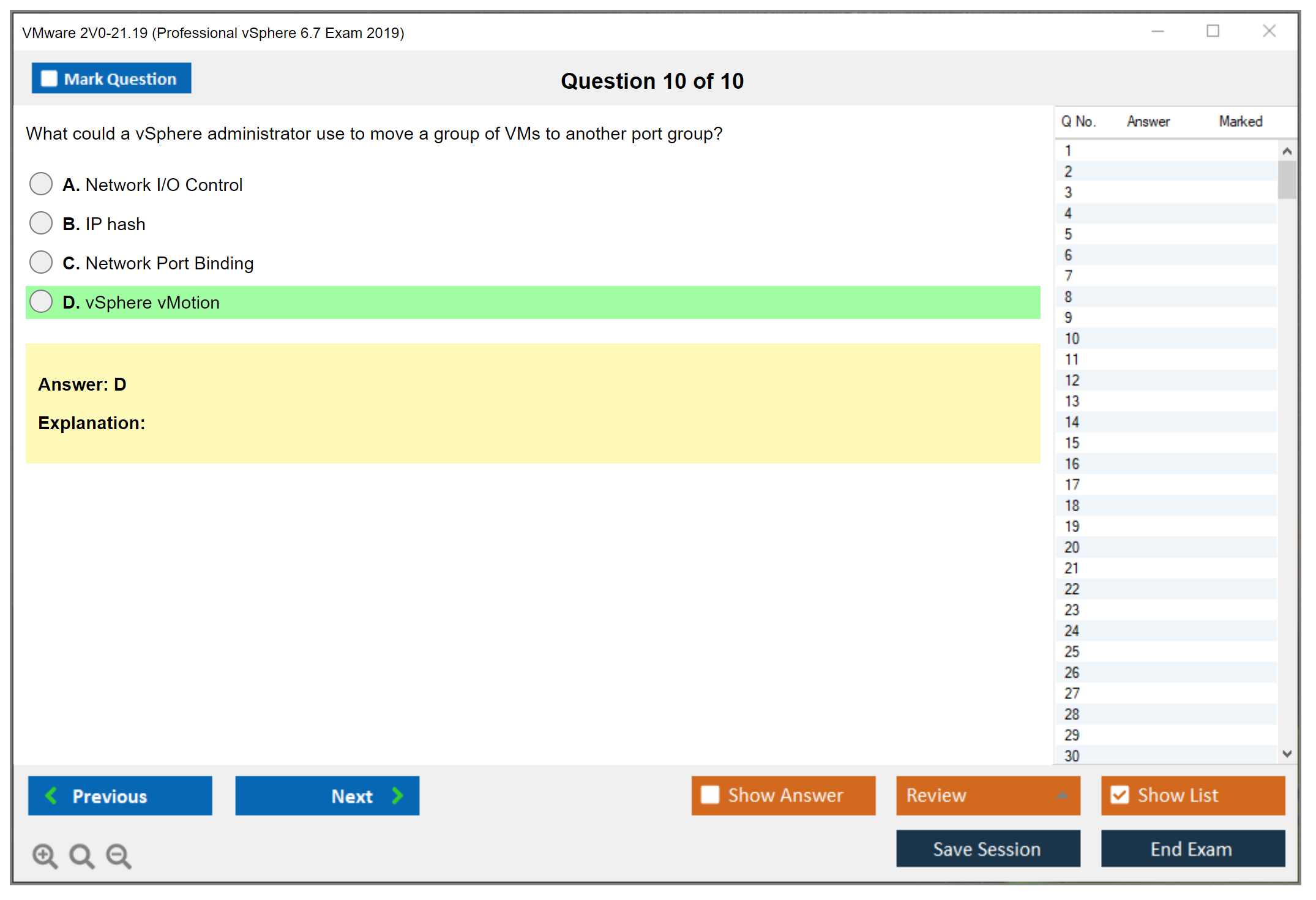 VMware 2V0-21.19 Professional vSphere 6.7 Exam 2019 Practice test exam simulator test engine exam dumps questions answers Image 10