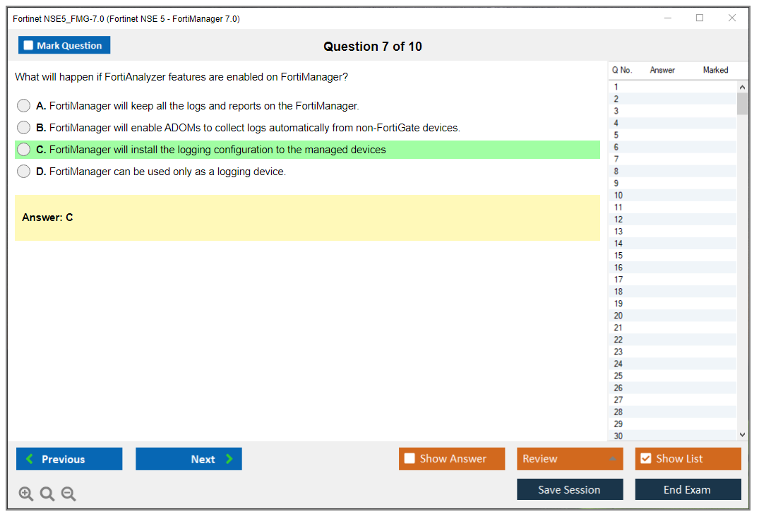 Fortinet NSE5_FMG-7.0 Fortinet NSE 5 - FortiManager 7.0 Practice test exam simulator test engine exam dumps questions answers Image 7