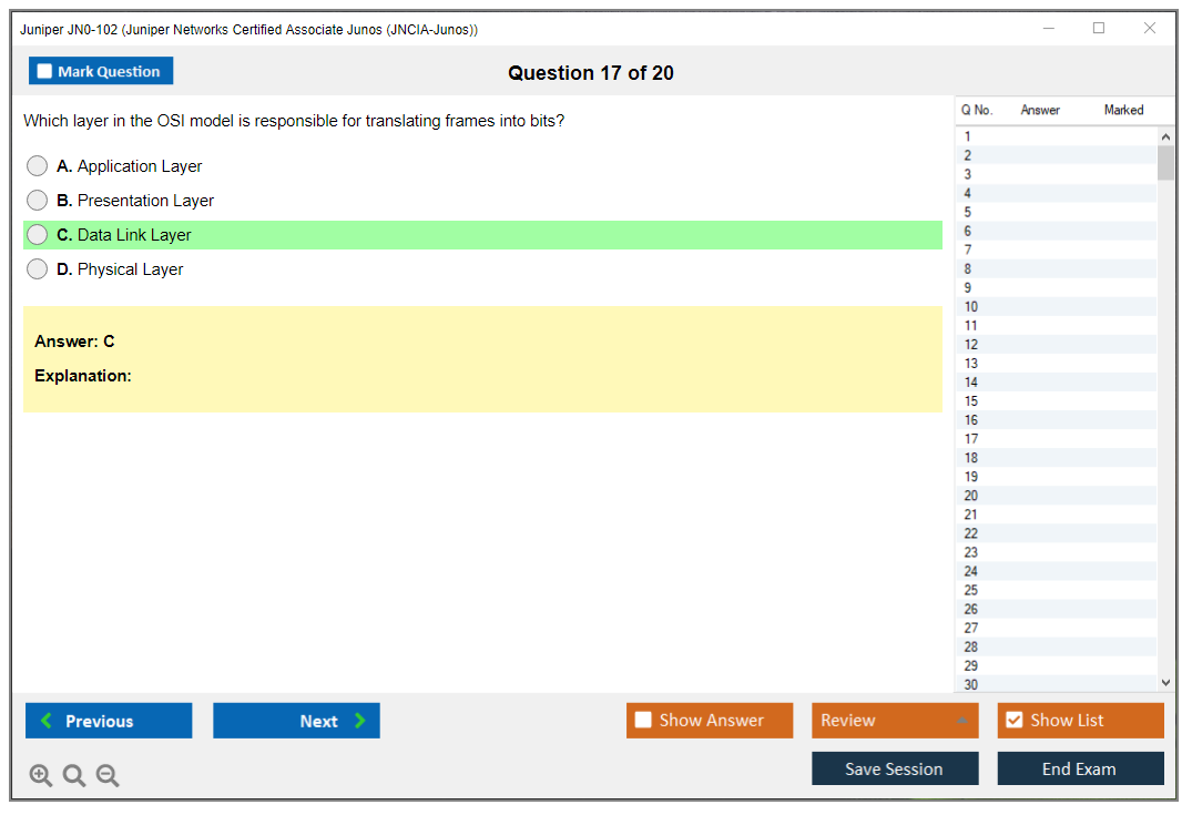 Juniper JN0-102 Juniper Networks Certified Associate Junos (JNCIA-Junos) Practice test exam simulator test engine exam dumps questions answers Image 17