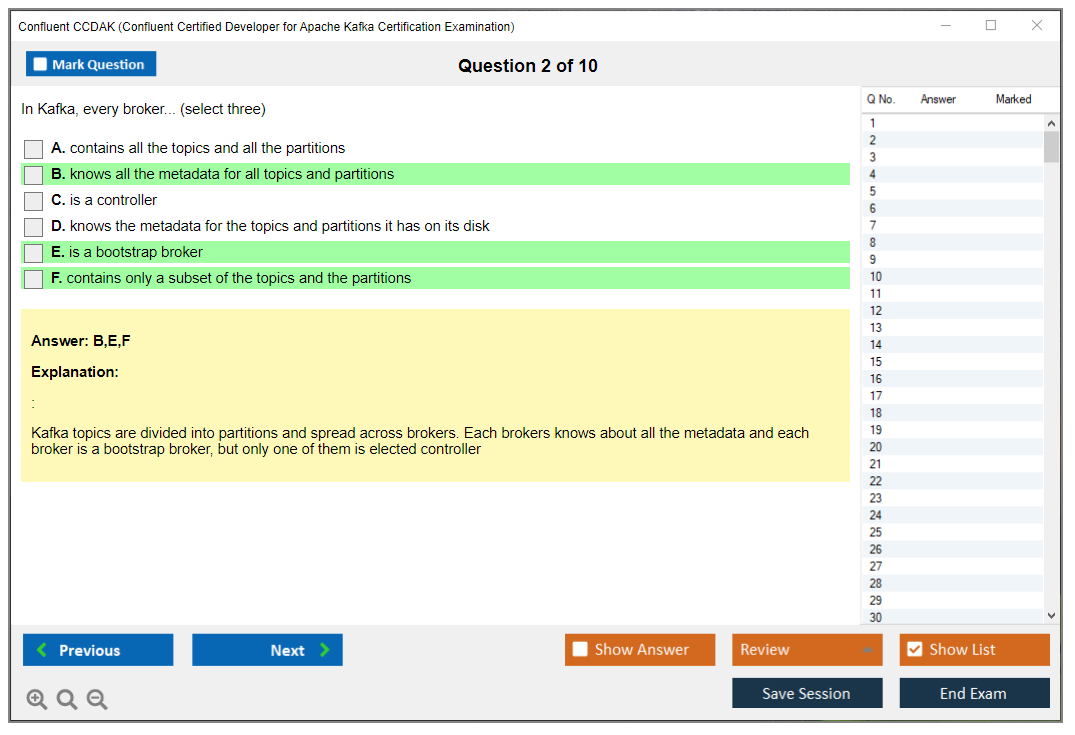 Confluent CCDAK Confluent Certified Developer for Apache Kafka Certification Examination Practice test exam simulator test engine exam dumps questions answers Image 2