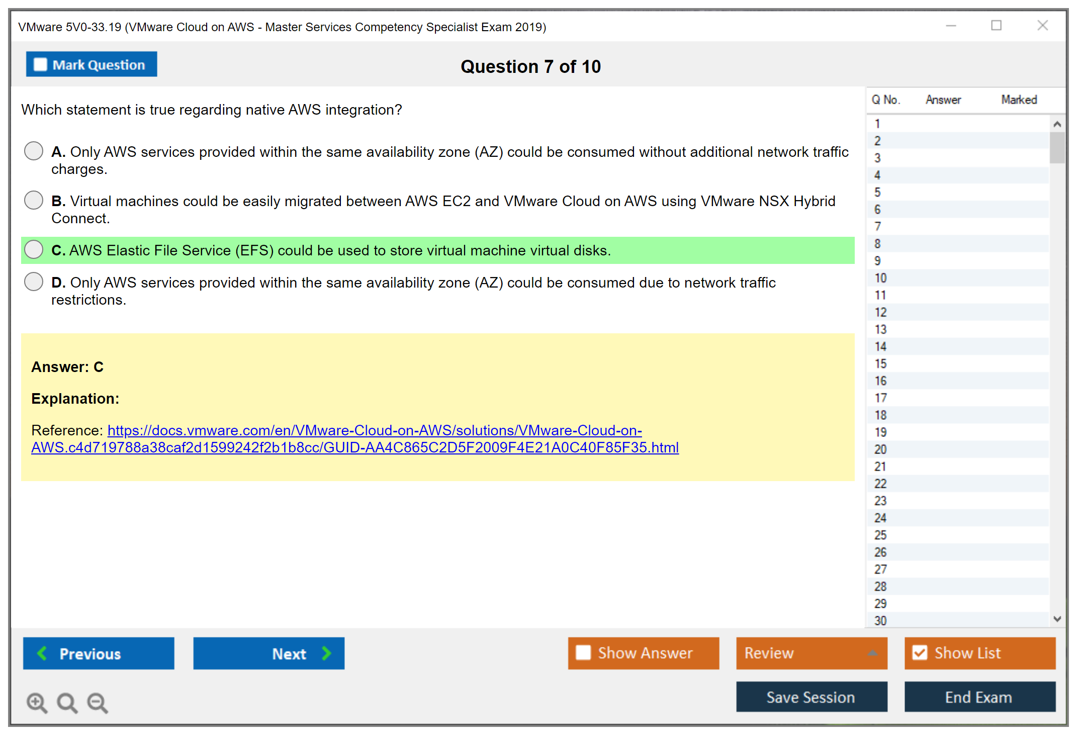 VMware 5V0-33.19 VMware Cloud on AWS - Master Services Competency Specialist Exam 2019 Practice test exam simulator test engine exam dumps questions answers Image 7