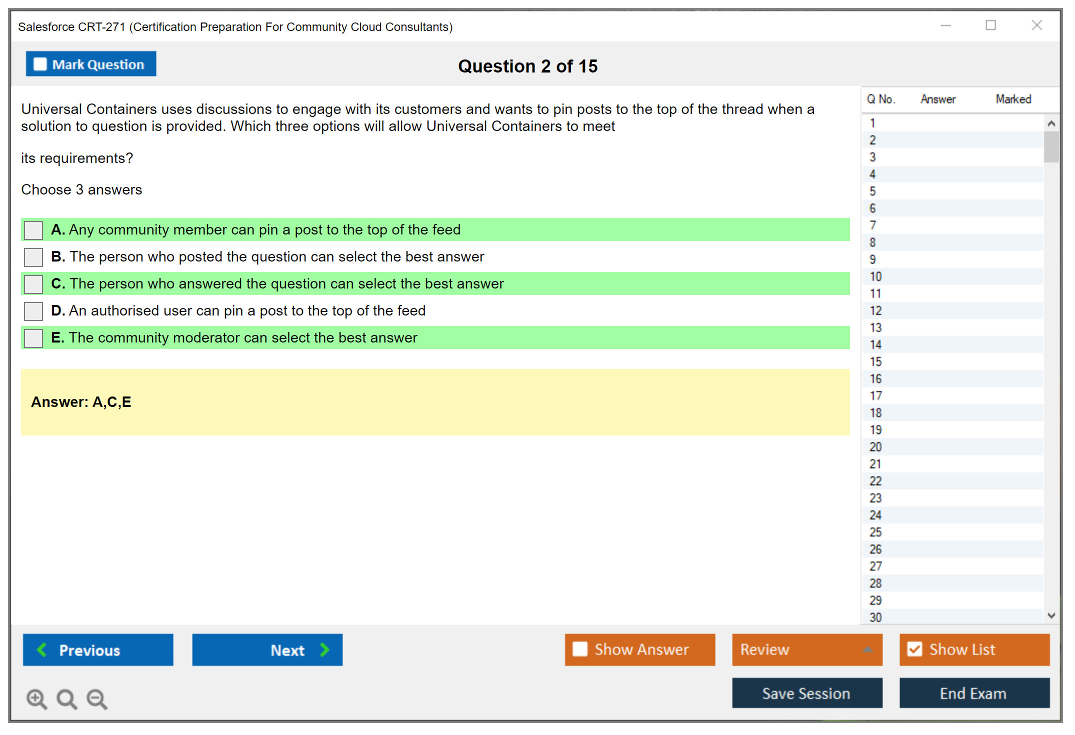 Salesforce CRT-271 Salesforce Certification Preparation For Community Cloud Consultants Practice test exam simulator test engine exam dumps questions answers Image 2