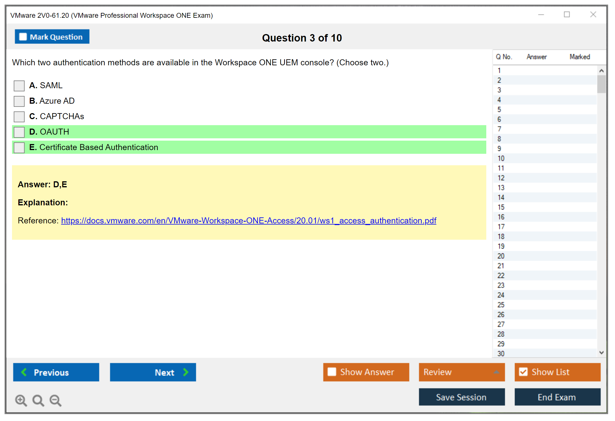 VMware 2V0-61.20 VMware Professional Workspace ONE Exam Practice test exam simulator test engine exam dumps questions answers Image 3
