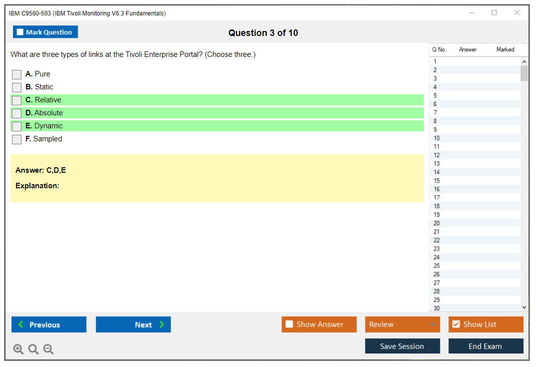 IBM C9560-503 IBM Tivoli Monitoring V6.3 Fundamentals Practice test exam simulator test engine exam dumps questions answers Image 3