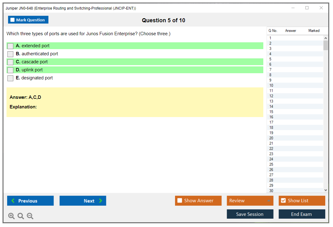 Juniper JN0-648 Enterprise Routing and Switching-Professional (JNCIP-ENT) Practice test exam simulator test engine exam dumps questions answers Image 5