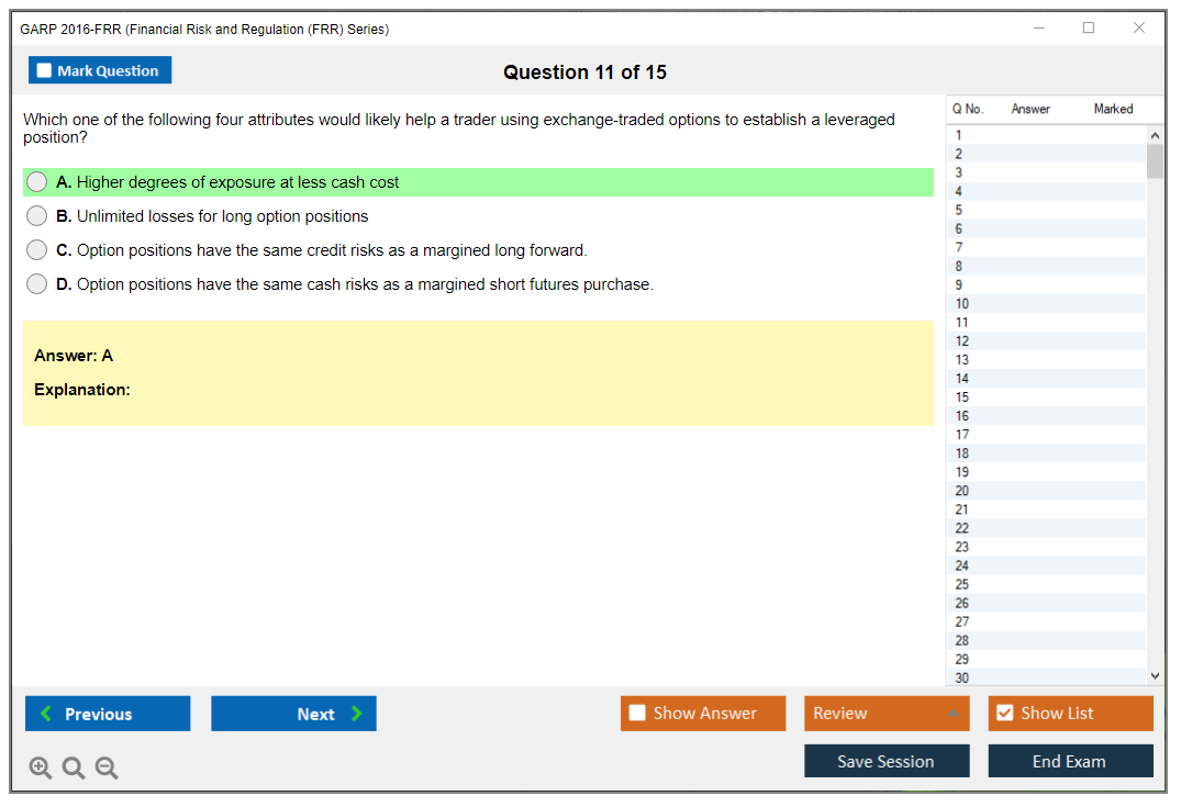 GARP 2016-FRR Financial Risk and Regulation (FRR) Series Practice test exam simulator test engine exam dumps questions answers Image 11