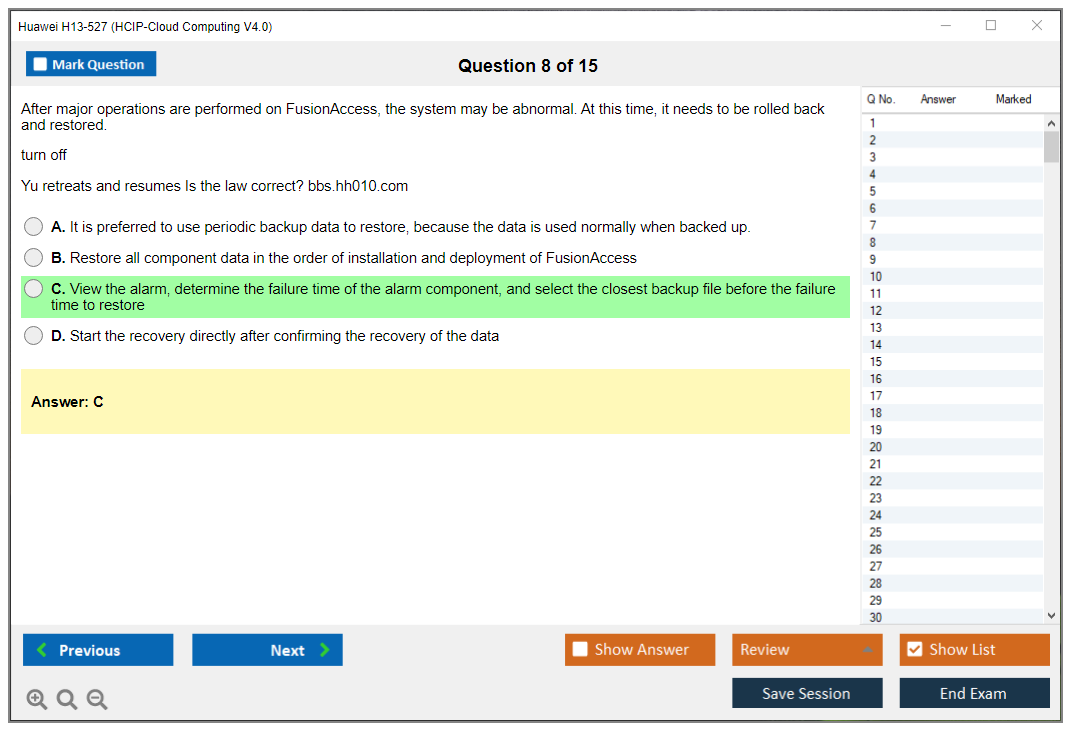 Huawei H13-527 HCIP-Cloud Computing V4.0 Practice test exam simulator test engine exam dumps questions answers Image 8