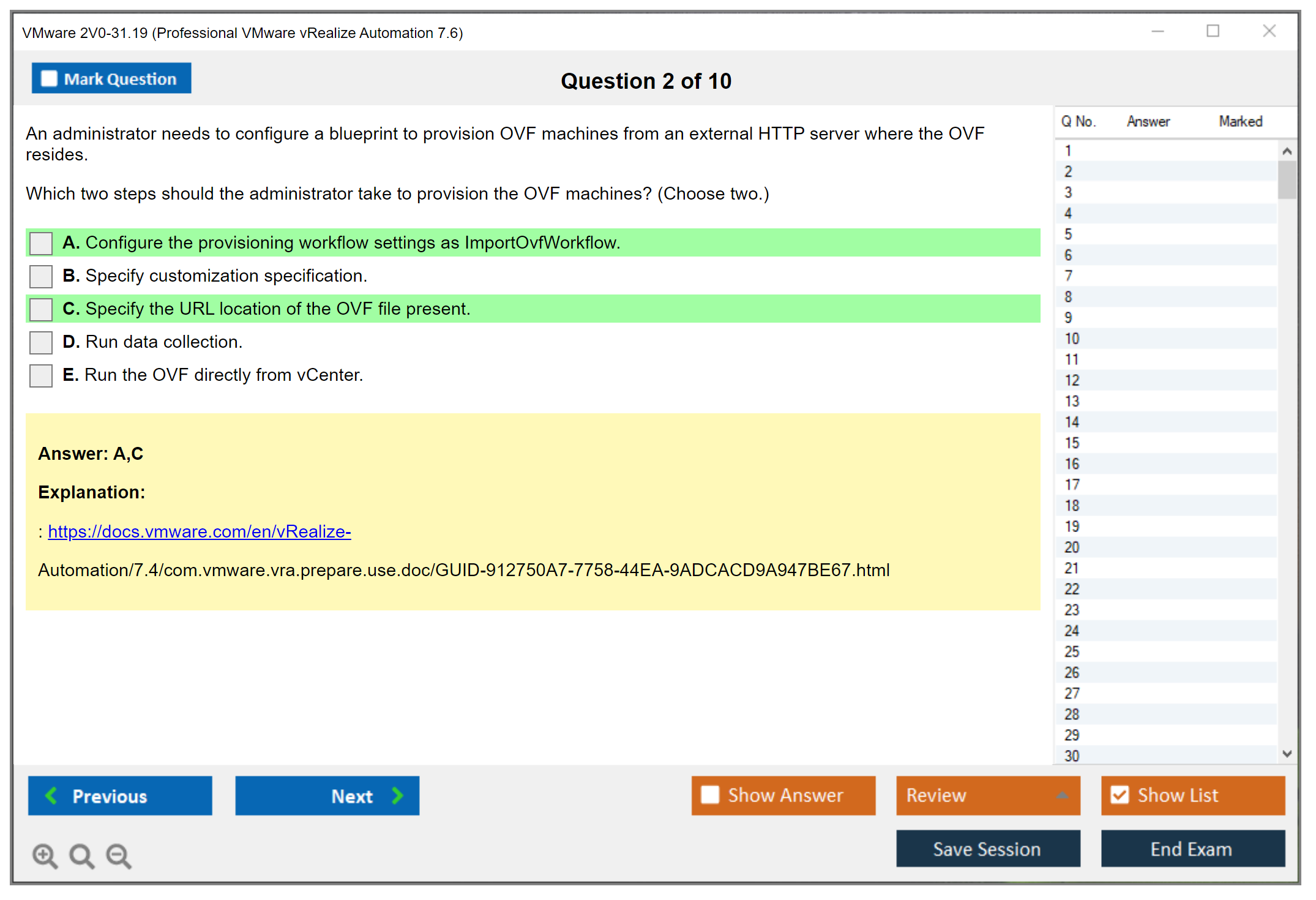VMware 2V0-31.19 Professional VMware vRealize Automation 7.6 Practice test exam simulator test engine exam dumps questions answers Image 2