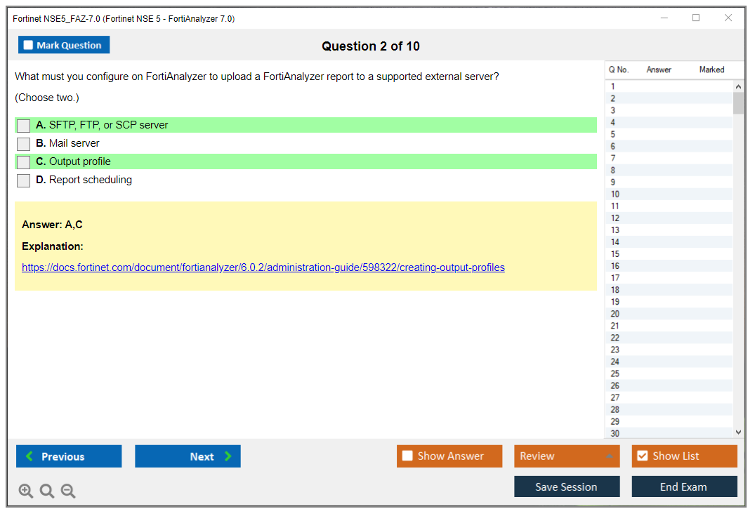 Fortinet NSE5_FAZ-7.0 Fortinet NSE 5 - FortiAnalyzer 7.0 Practice test exam simulator test engine exam dumps questions answers Image 2