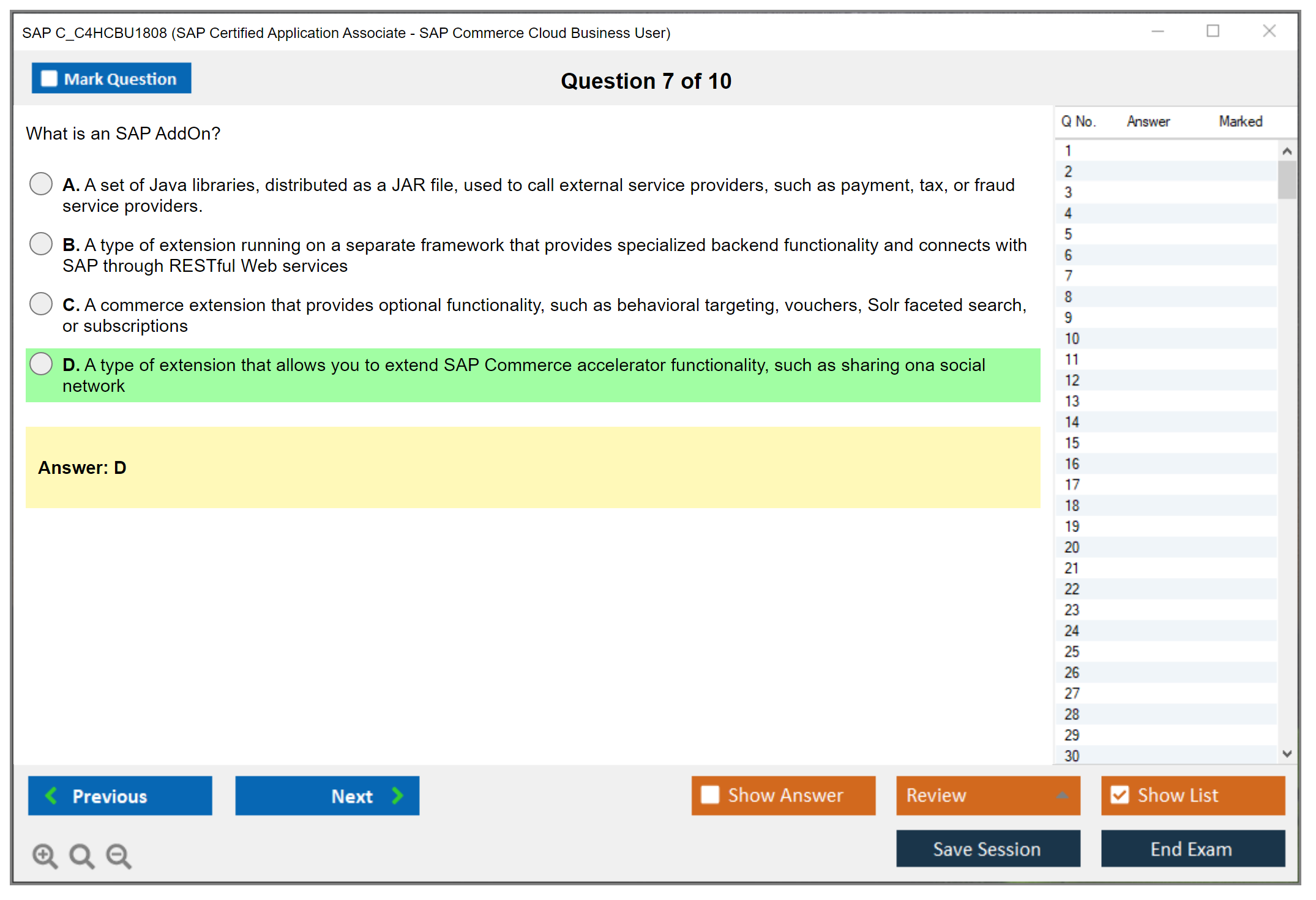 SAP C_C4HCBU1808 SAP Certified Application Associate - SAP Commerce Cloud Business User Practice test exam simulator test engine exam dumps questions answers Image 7