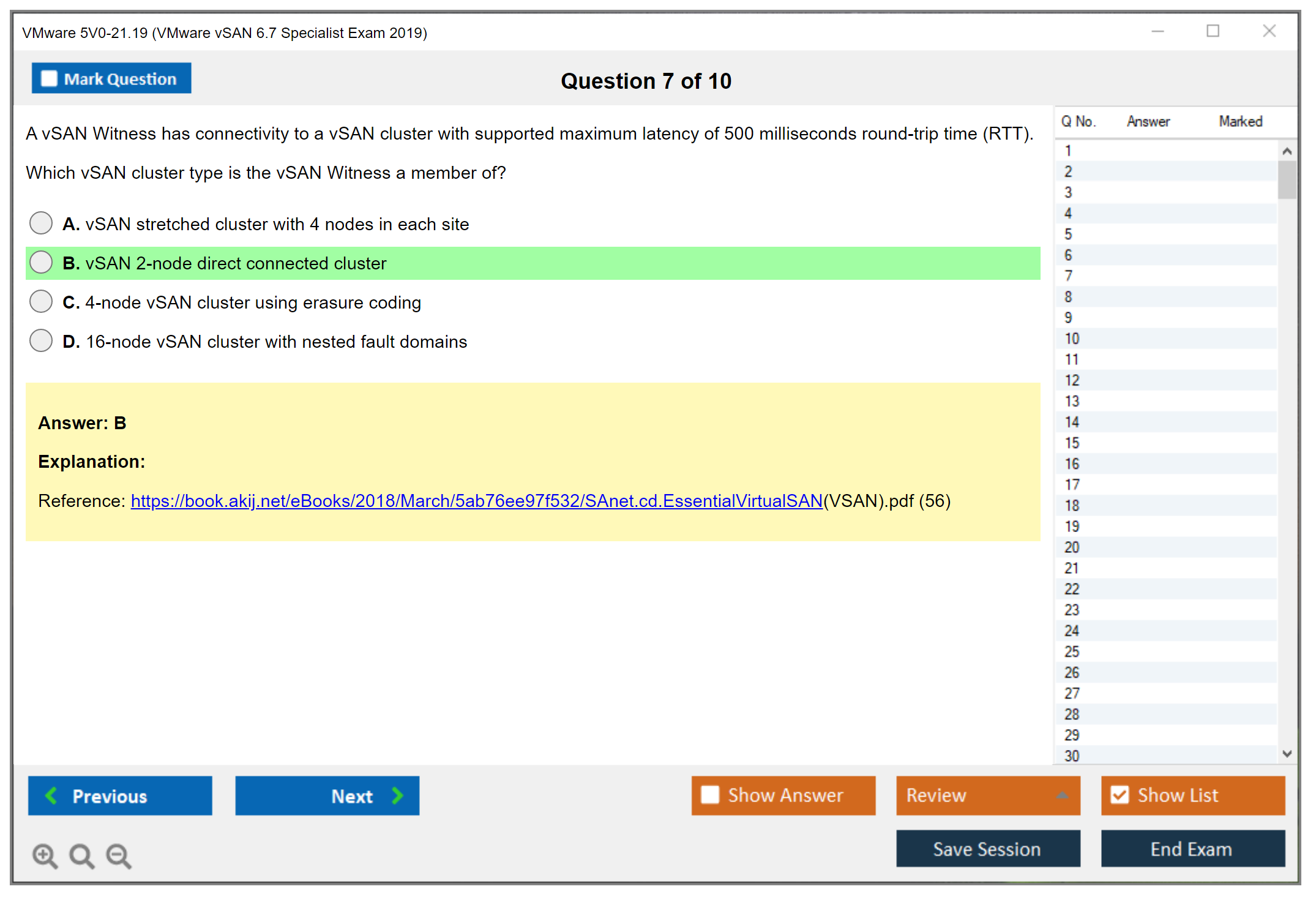 VMware 5V0-21.19 VMware vSAN 6.7 Specialist Exam 2019 Practice test exam simulator test engine exam dumps questions answers Image 7