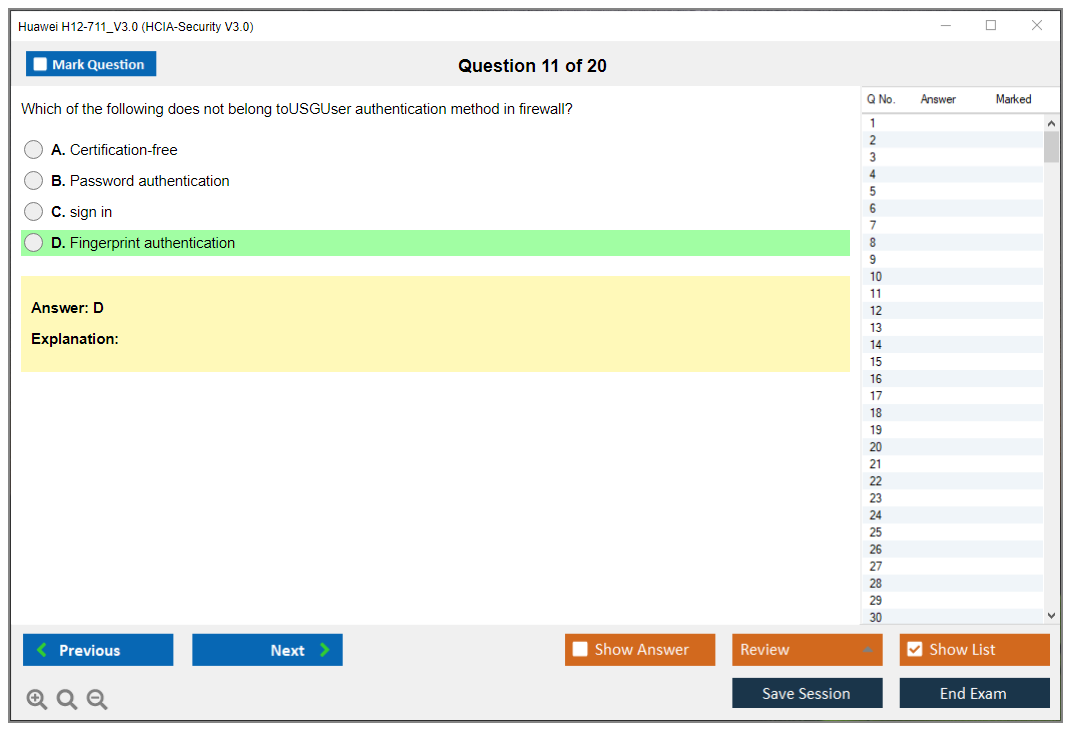 Huawei H12-711_V3.0 HCIA-Security V3.0 Practice test exam simulator test engine exam dumps questions answers Image 11