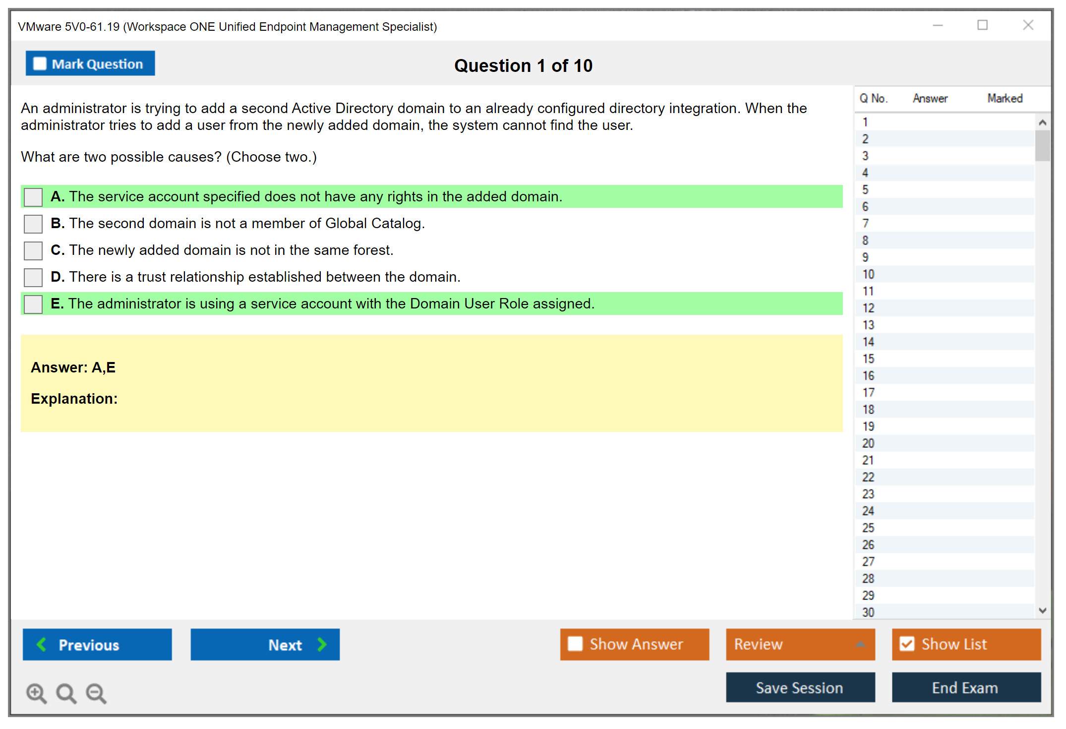 VMware 5V0-61.19 Workspace ONE Unified Endpoint Management Specialist Practice test exam simulator test engine exam dumps questions answers Image 1