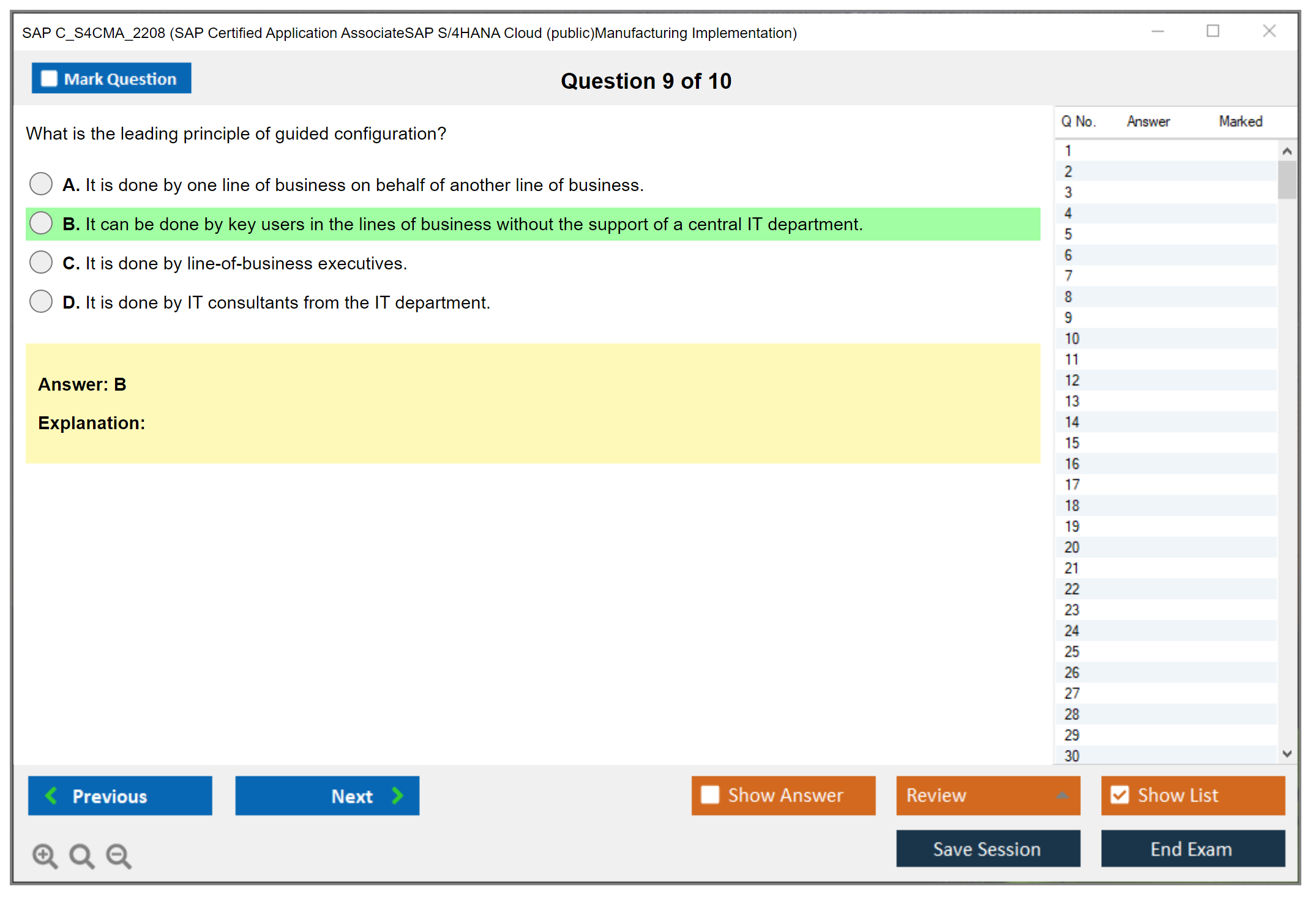 SAP C_S4CMA_2208 SAP Certified Application AssociateSAP S/4HANA Cloud (public)Manufacturing Implementation Practice test exam simulator test engine exam dumps questions answers Image 9