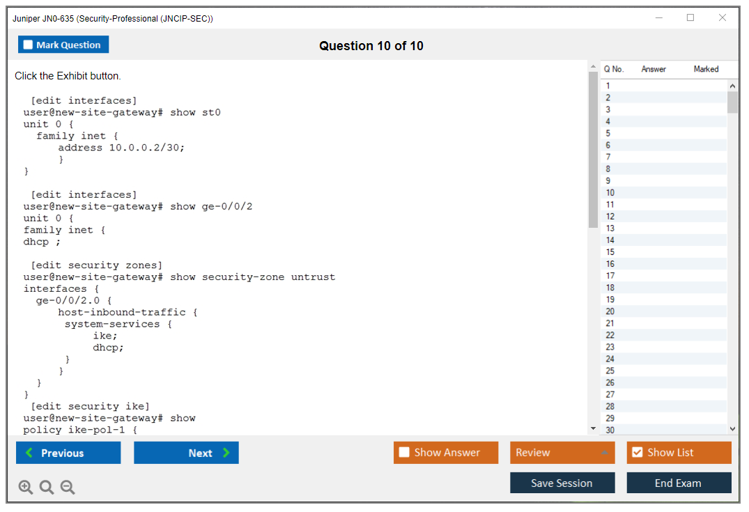 Juniper JN0-635 Security-Professional (JNCIP-SEC) Practice test exam simulator test engine exam dumps questions answers Image 10