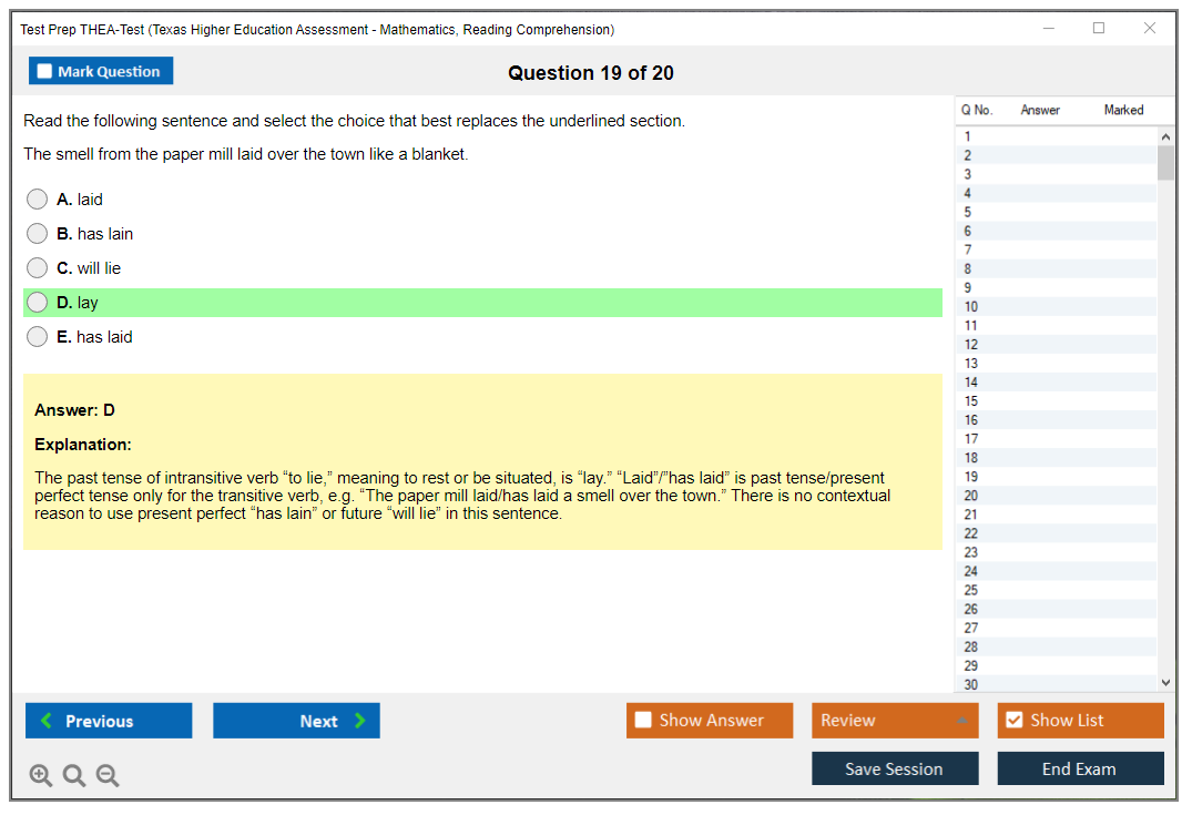Test Prep THEA-Test Texas Higher Education Assessment - Mathematics, Reading Comprehension Practice test exam simulator test engine exam dumps questions answers Image 19