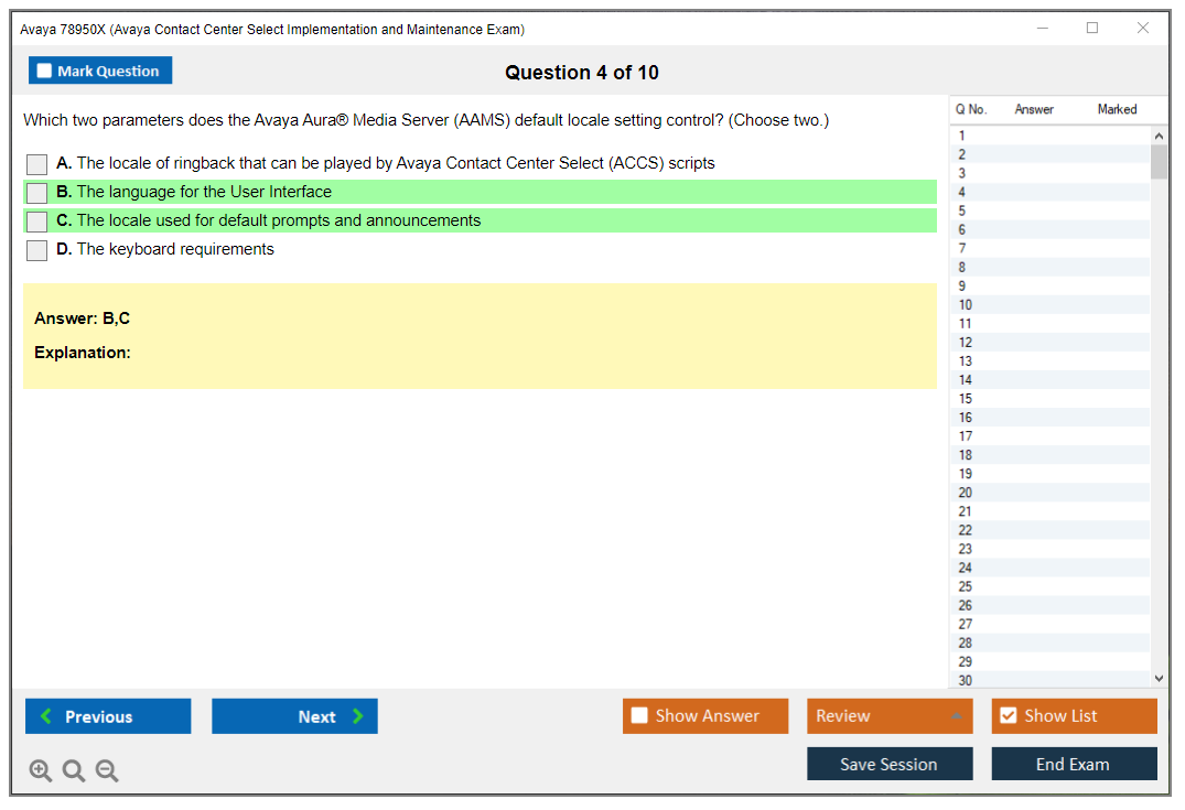 Avaya 78950X Avaya Contact Center Select Implementation and Maintenance Exam Practice test exam simulator test engine exam dumps questions answers Image 4