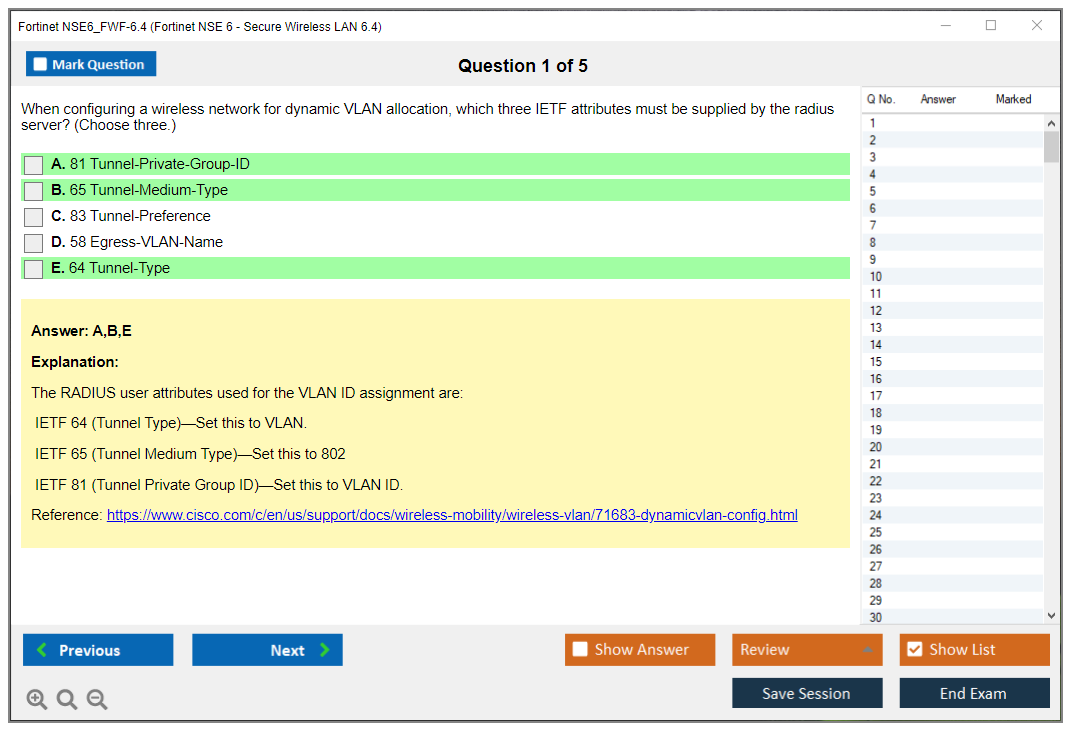 Fortinet NSE6_FWF-6.4 Fortinet NSE 6 - Secure Wireless LAN 6.4 Practice test exam simulator test engine exam dumps questions answers Image 1