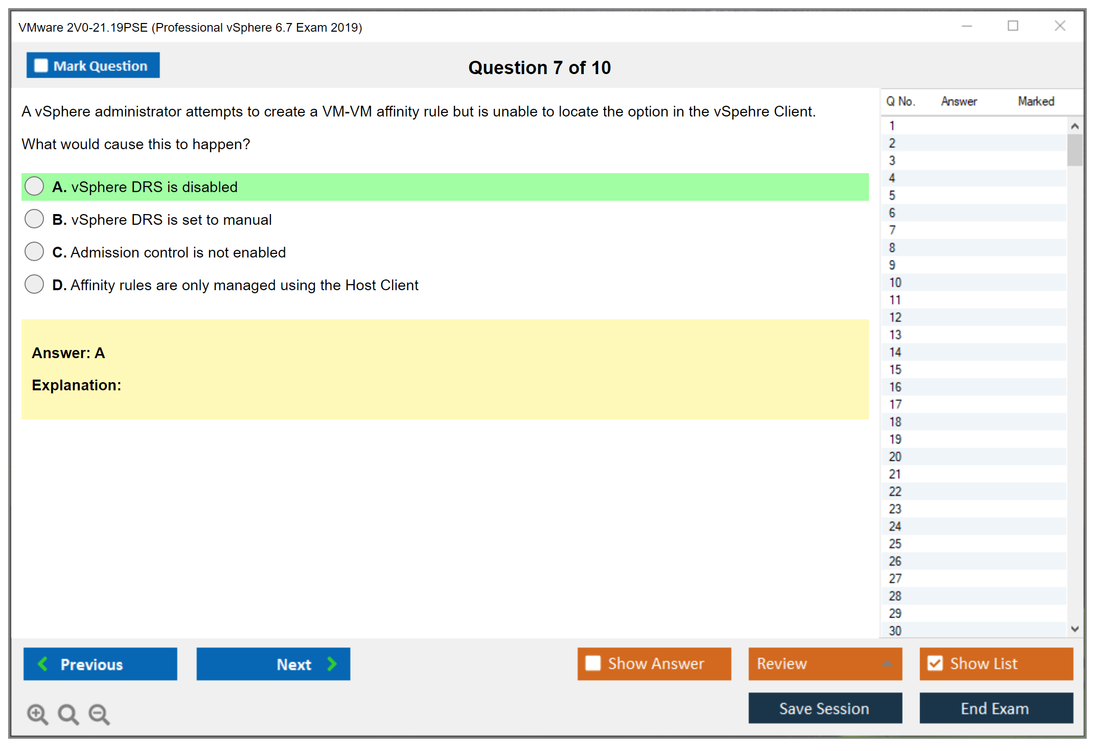 VMware 2V0-21.19PSE Professional vSphere 6.7 Exam 2019 Practice test exam simulator test engine exam dumps questions answers Image 7