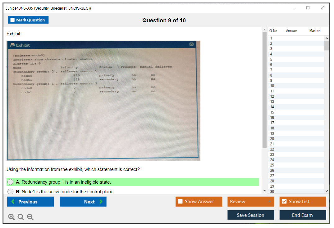 Juniper JN0-335 Security, Specialist (JNCIS-SEC) Practice test exam simulator test engine exam dumps questions answers Image 9