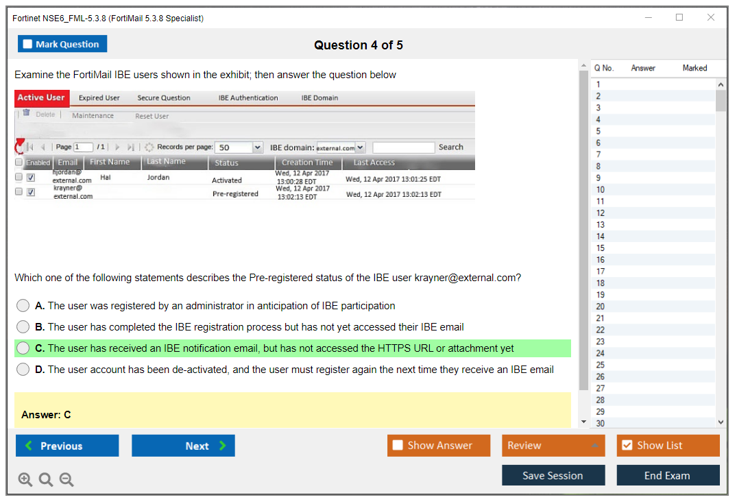 Fortinet NSE6_FML-5.3.8 FortiMail 5.3.8 Specialist Practice test exam simulator test engine exam dumps questions answers Image 4