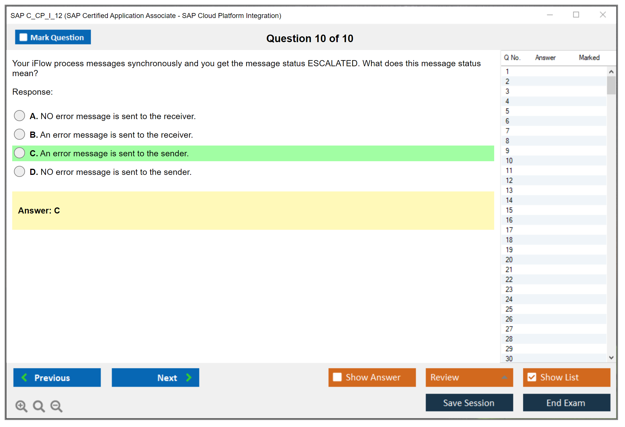 SAP C_CP_I_12 SAP Certified Application Associate - SAP Cloud Platform Integration Practice test exam simulator test engine exam dumps questions answers Image 10