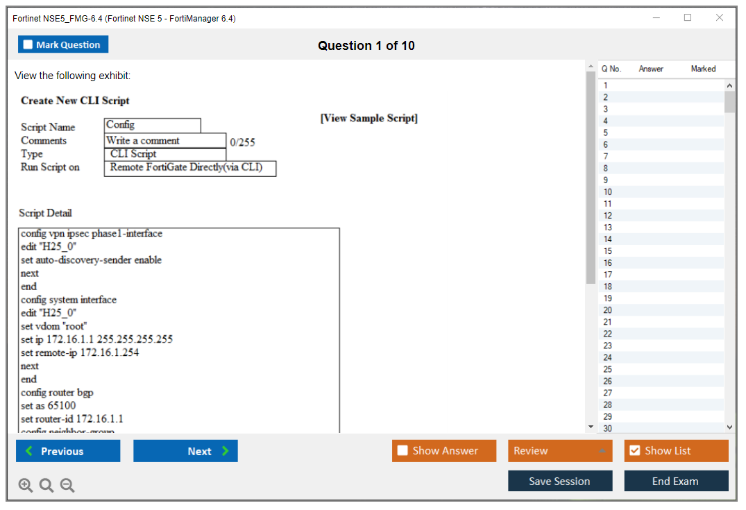 Fortinet NSE5_FMG-6.4 Fortinet NSE 5 - FortiManager 6.4 Practice test exam simulator test engine exam dumps questions answers Image 1