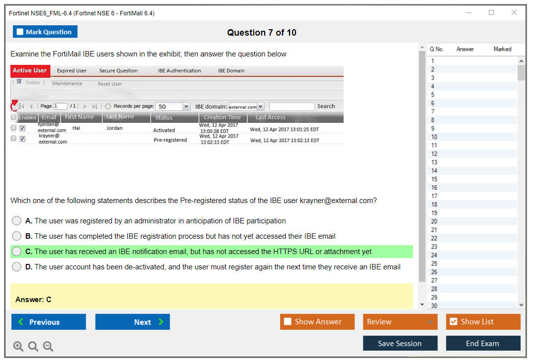 Fortinet NSE6_FML-6.4 Fortinet NSE 6 - FortiMail 6.4 Practice test exam simulator test engine exam dumps questions answers Image 7