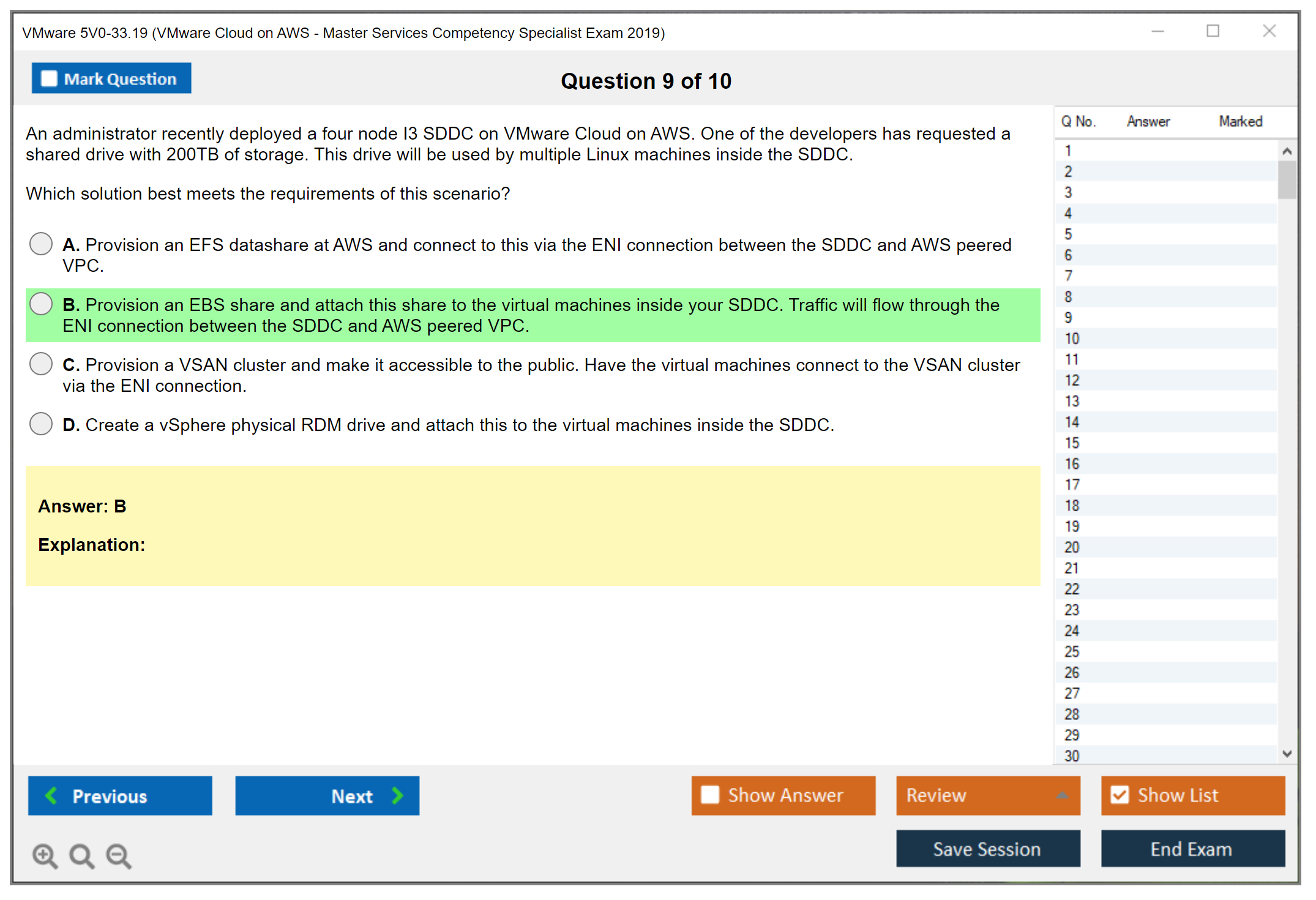 VMware 5V0-33.19 VMware Cloud on AWS - Master Services Competency Specialist Exam 2019 Practice test exam simulator test engine exam dumps questions answers Image 9