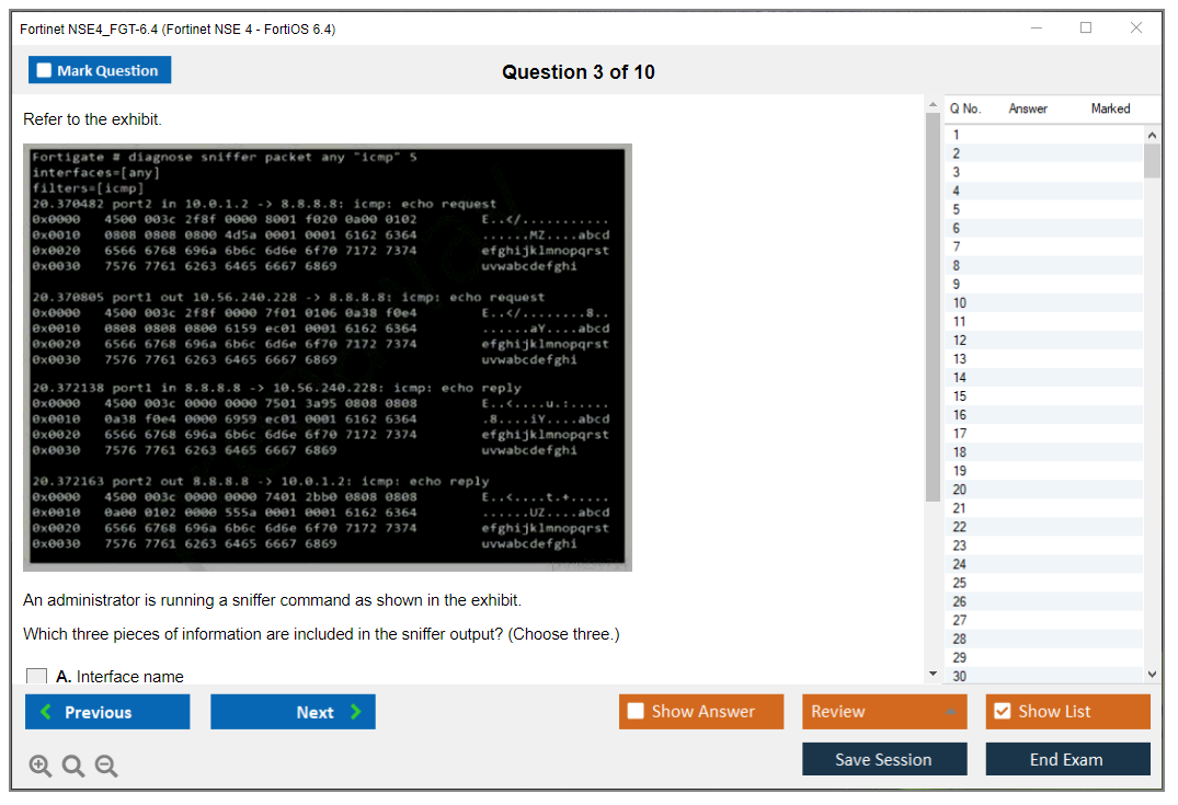Fortinet NSE4_FGT-6.4 Fortinet NSE 4 - FortiOS 6.4 Practice test exam simulator test engine exam dumps questions answers Image 3
