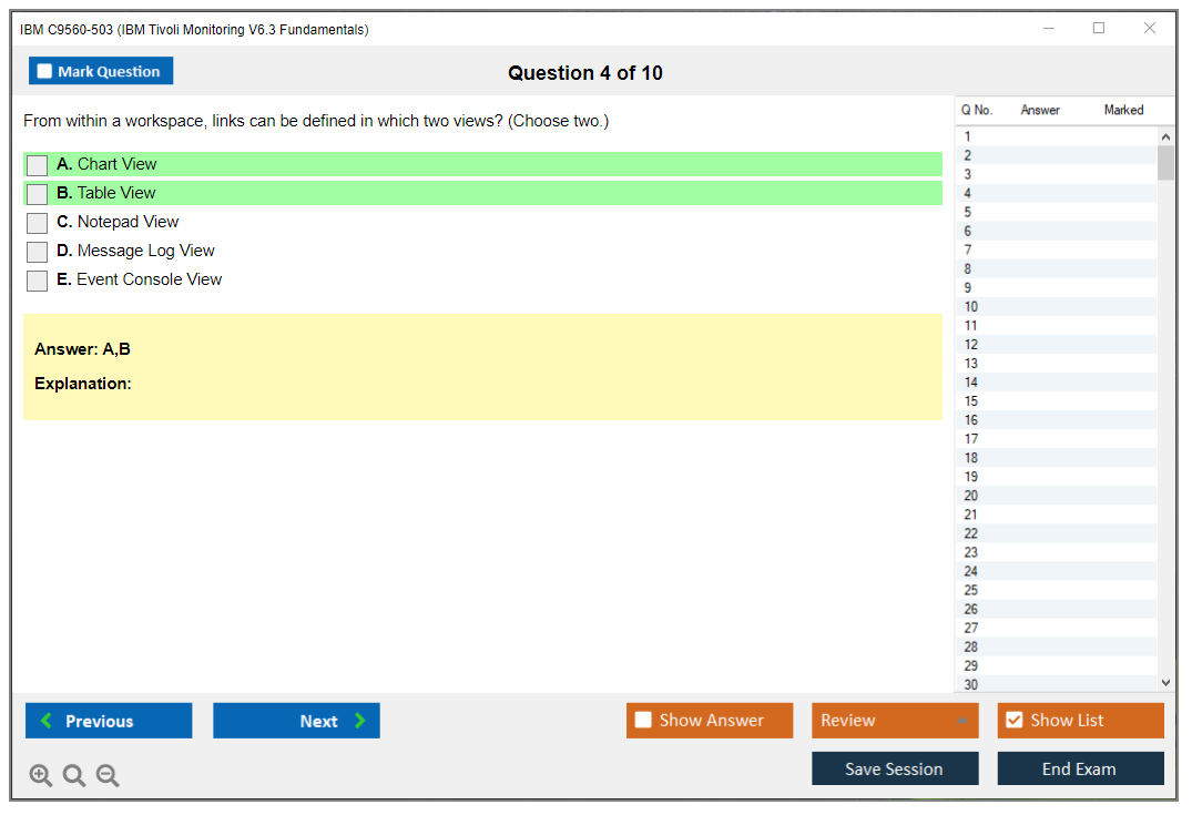 IBM C9560-503 IBM Tivoli Monitoring V6.3 Fundamentals Practice test exam simulator test engine exam dumps questions answers Image 4