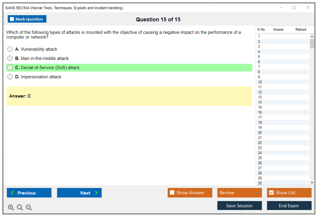 SANS SEC504 Hacker Tools, Techniques, Exploits and Incident Handling Practice test exam simulator test engine exam dumps questions answers Image 15