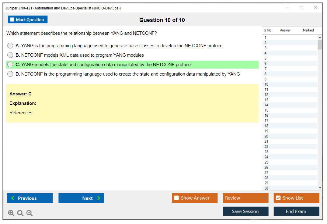 Juniper JN0-421 Automation and DevOps-Specialist (JNCIS-DevOps) Practice test exam simulator test engine exam dumps questions answers Image 10
