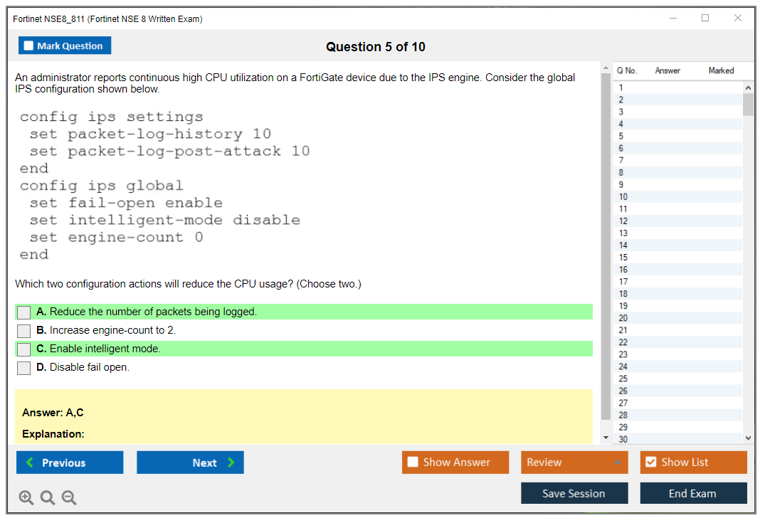 Fortinet NSE8_811 Fortinet NSE 8 Written Exam Practice test exam simulator test engine exam dumps questions answers Image 5