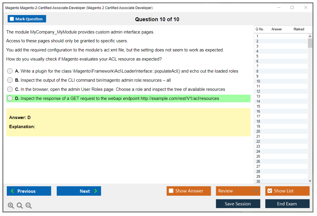 Magento Magento-2-Certified-Associate-Developer Magento 2 Certified Associate Developer Exam Practice test exam simulator test engine exam dumps questions answers Image 10
