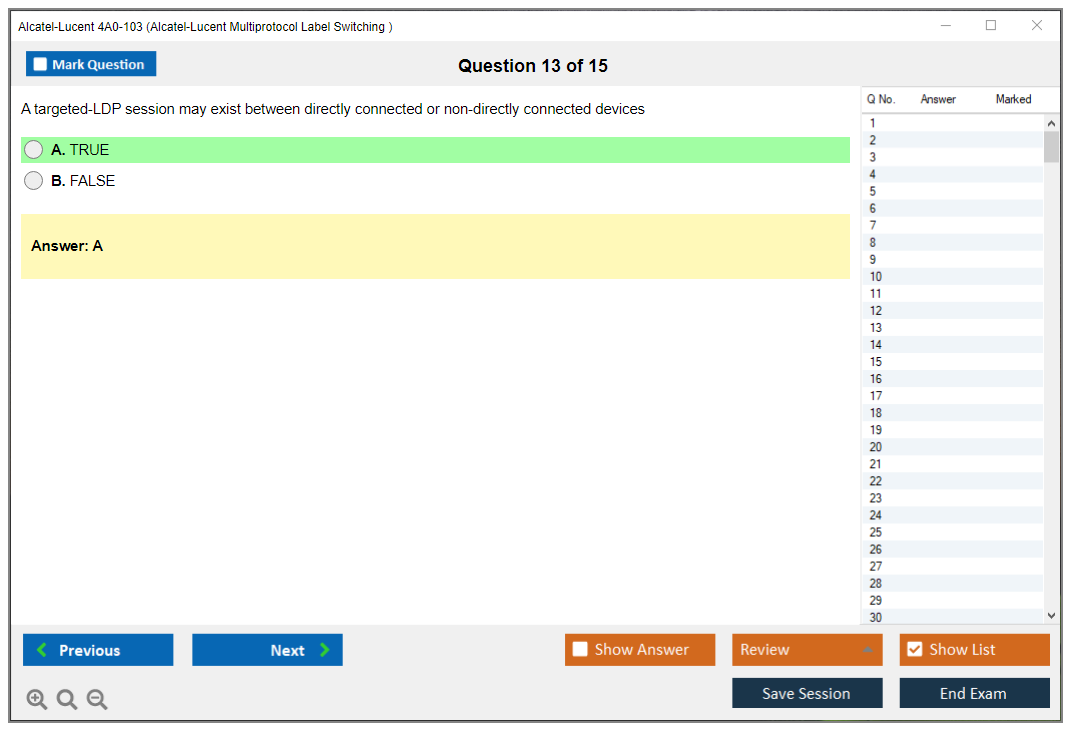 Alcatel-Lucent 4A0-103 Alcatel-Lucent Multi Protocol Label Switching Practice test exam simulator test engine exam dumps questions answers Image 13