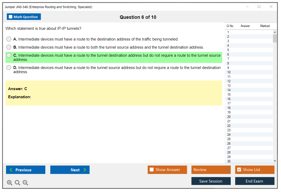 Juniper JN0-348 Enterprise Routing and Switching, Specialist Practice test exam simulator test engine exam dumps questions answers Image 6