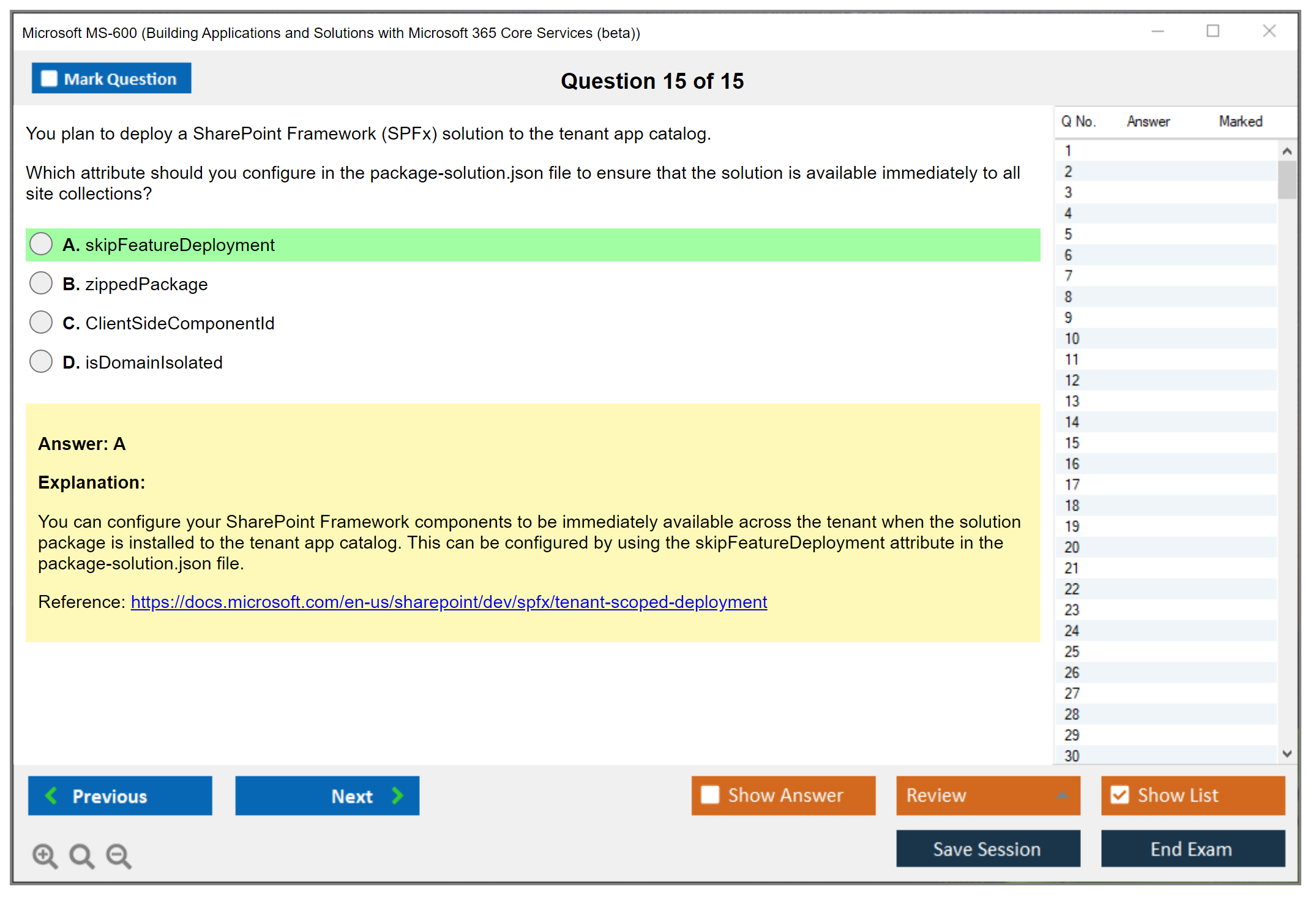 Microsoft MS-600 Building Applications and Solutions with Microsoft 365 Core Services Practice test exam simulator test engine exam dumps questions answers Image 15
