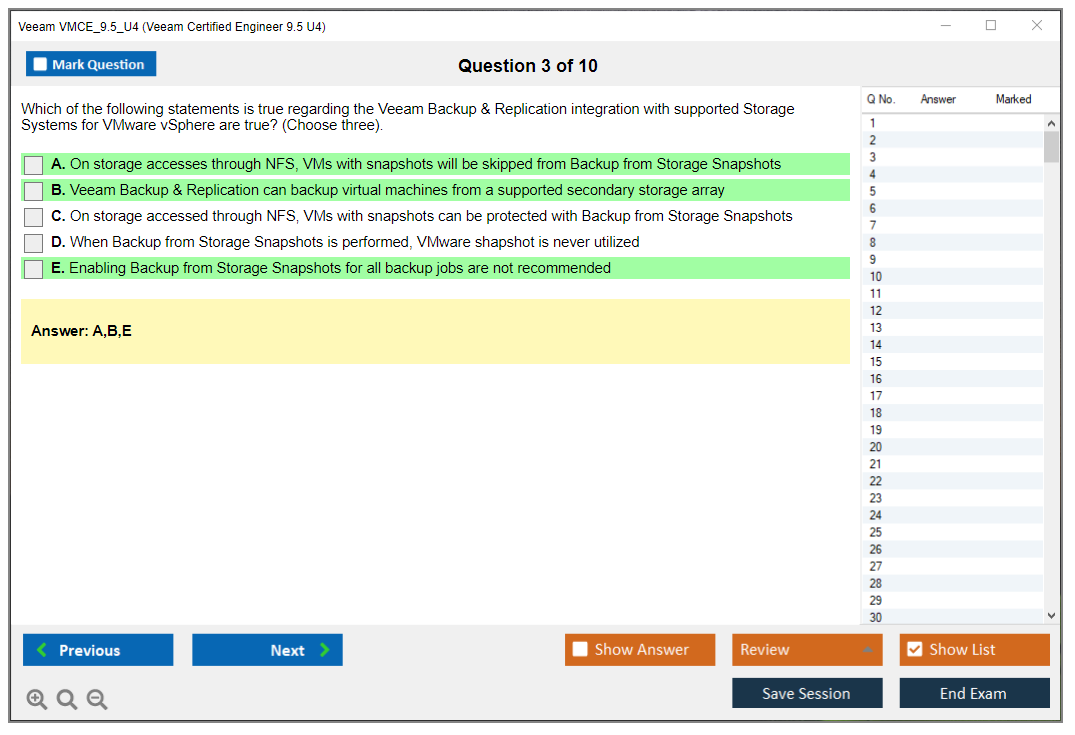 Veeam VMCE_9.5_U4 Veeam Certified Engineer 9.5 U4 Practice test exam simulator test engine exam dumps questions answers Image 3