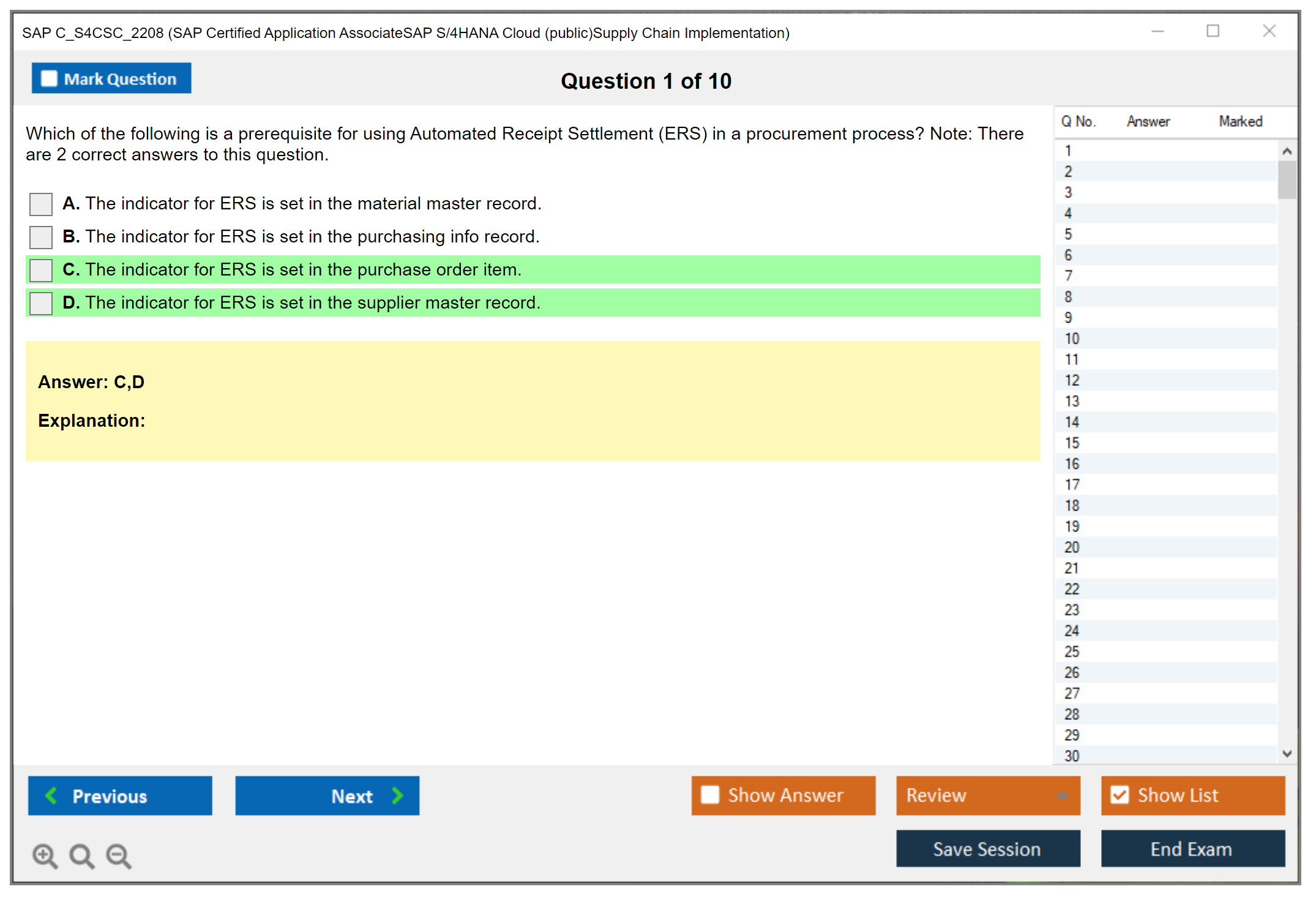 SAP C_S4CSC_2208 SAP Certified Application AssociateSAP S/4HANA Cloud (public)Supply Chain Implementation Practice test exam simulator test engine exam dumps questions answers Image 1