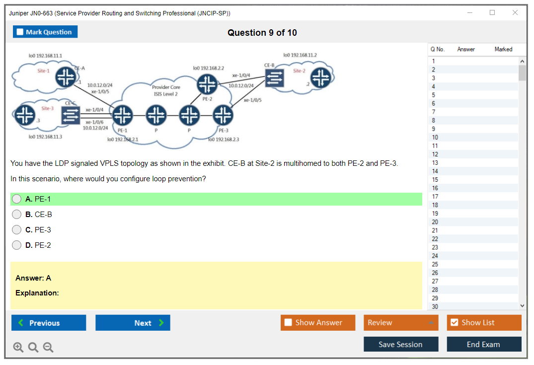 Juniper JN0-663 Service Provider Routing and Switching Professional (JNCIP-SP) Practice test exam simulator test engine exam dumps questions answers Image 9