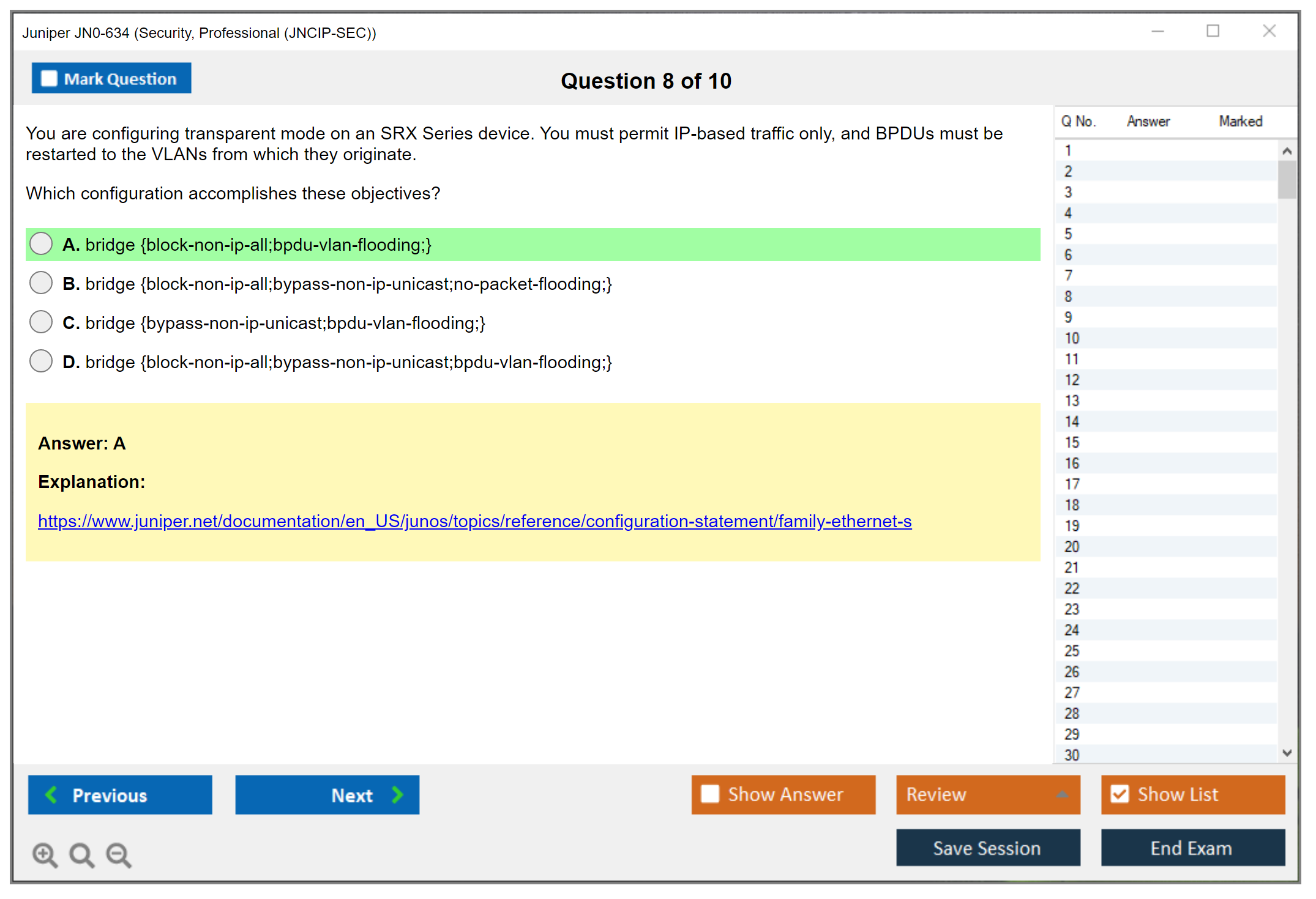 Juniper JN0-634 Security, Professional (JNCIP-SEC) Practice test exam simulator test engine exam dumps questions answers Image 8